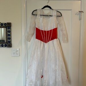 Disney Mary Poppins Red and White Dress and Hat